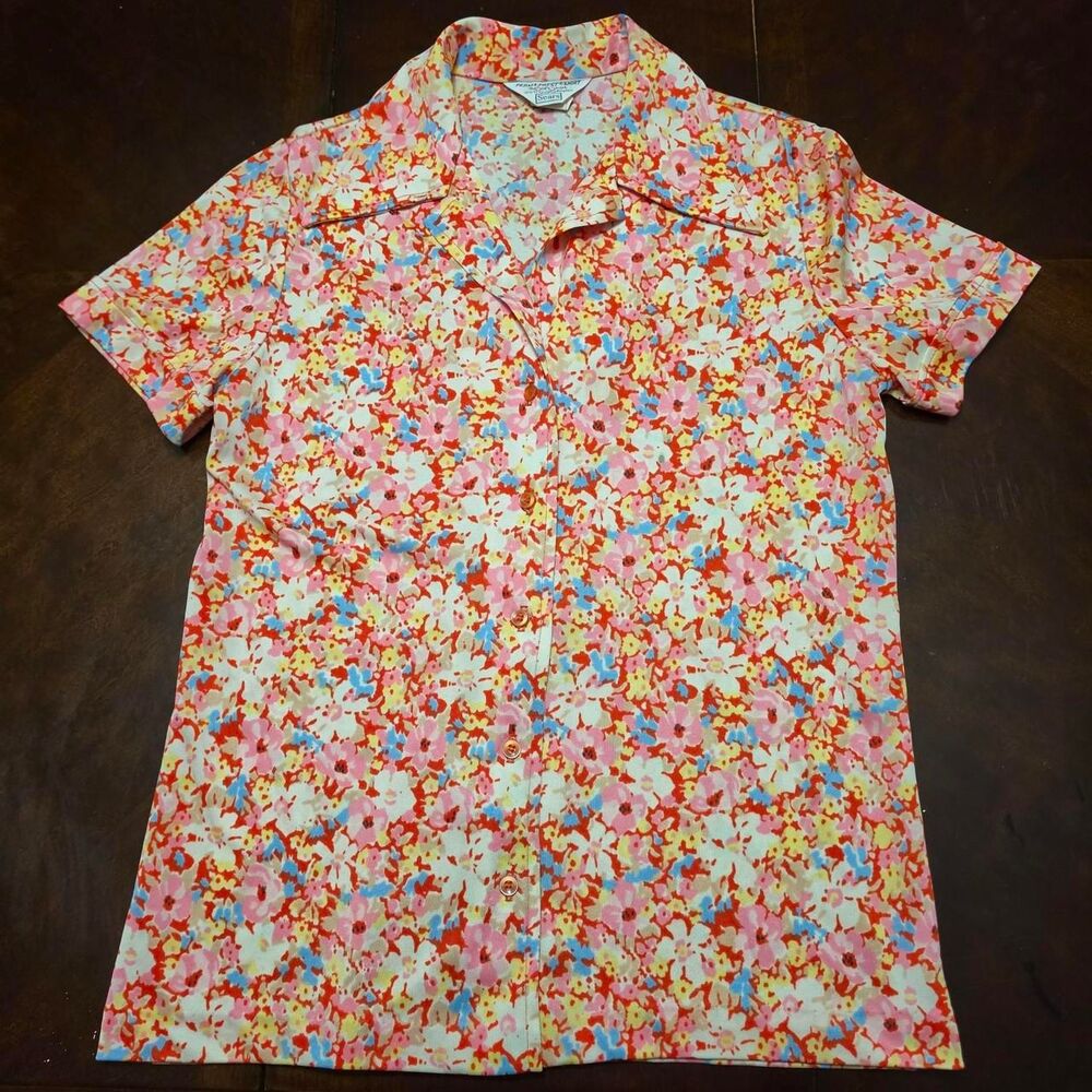 Vintage 50's Sears Women's Floral Print Button Up